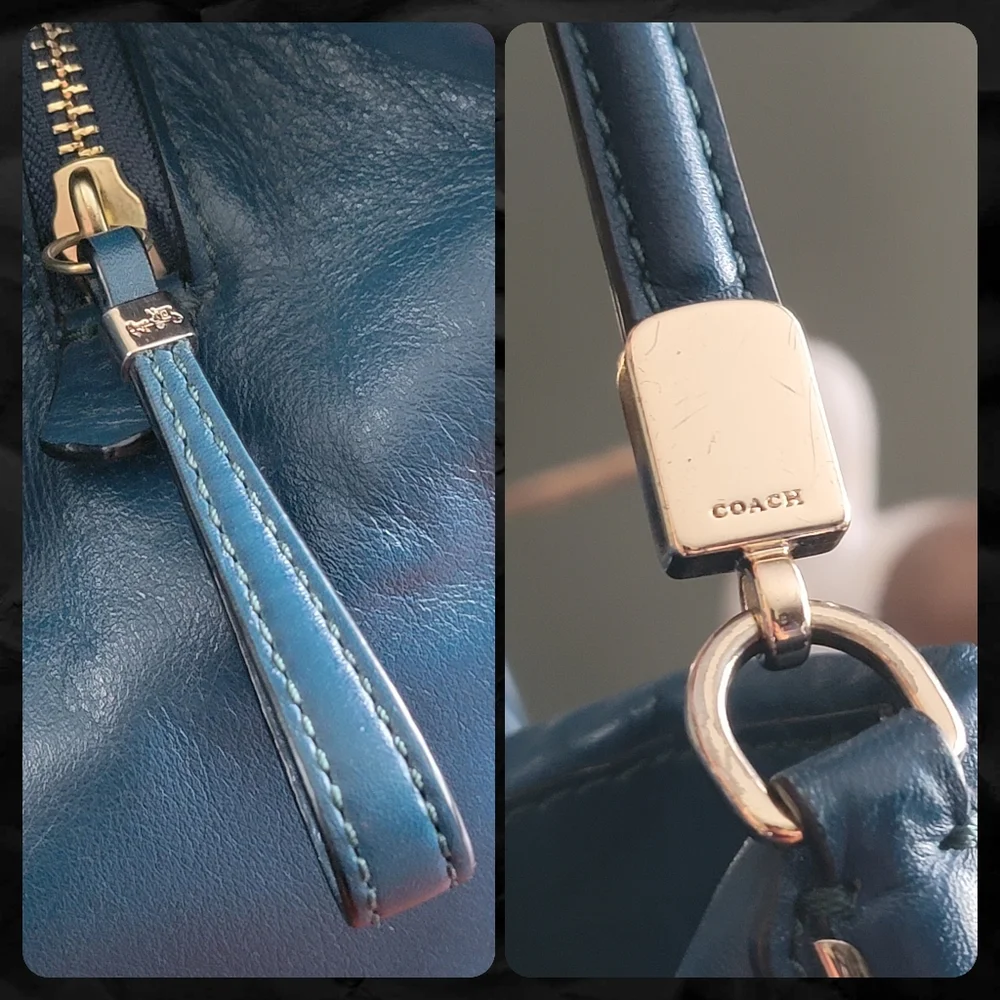 Coach 26257 Madison Phoebe Gathered Twist Teal Leather Shoulder Bag